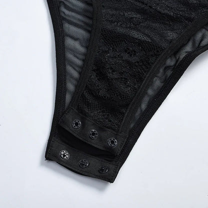 Hirigin Sheer Lace Sexy Underwear Playsuits Ladies Strap Floral Transparent Sexy Bodysuits French Style Sensual Porn Nightwear