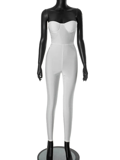 Weird Puss  Fitness Strapless Jumpsuits Women Sexy Body-Shaping Backless Sleeveless Solid Skinny Sporty Classic Trend Overalls