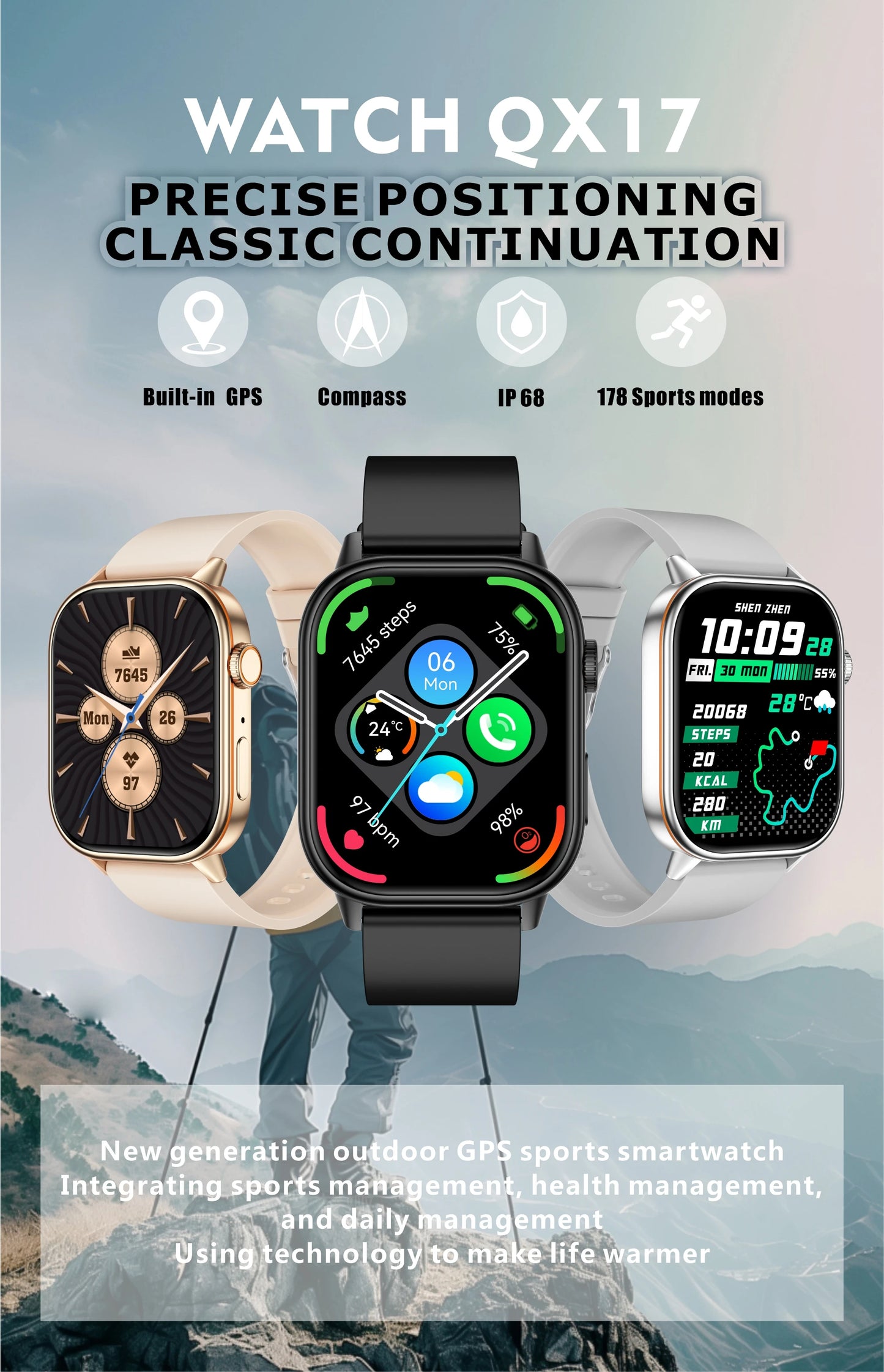 New GPS Military Smart Watch Bulit-in GPS Compass Altimeter Barometric 10ATM IP69K Waterproof AMOLED BT Call Smartwatch