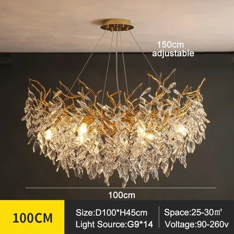 Luxury Modern Crystal Ceiling Chandelier Led Pendant Lamp Dining Table Living Room Bedroom Home Decor Wall Hanging Light Fixture
