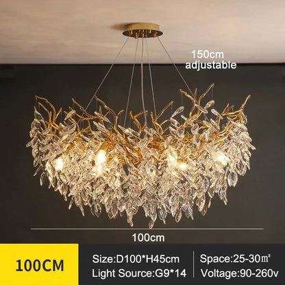 Luxury Modern Crystal Ceiling Chandelier Led Pendant Lamp Dining Table Living Room Bedroom Home Decor Wall Hanging Light Fixture