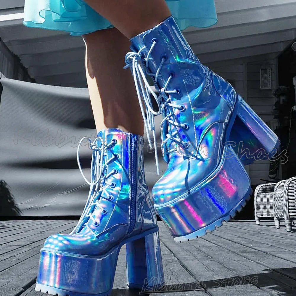 Modern Ankle Platform Boots Leather Solid Color Fashion Luxury Elegant Concise Sexy Elegant Spicy Girls Shoes Round Toe Heel New