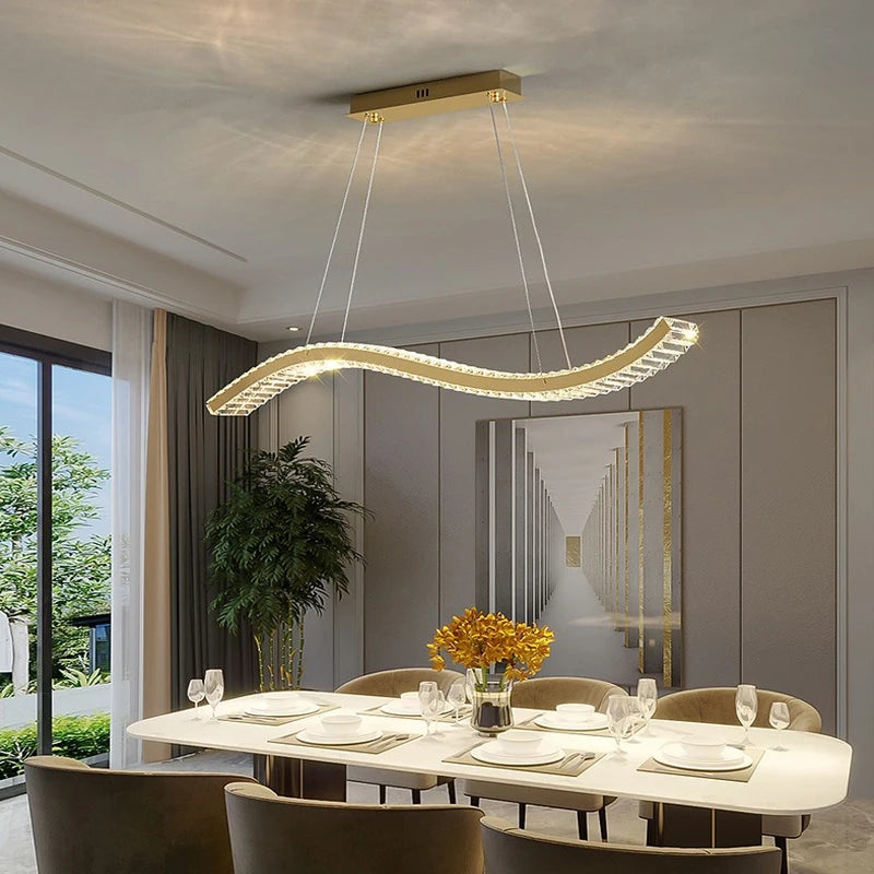 Modern Luxury LED Crystal Pendant Lights Villa Dining Room Kitchen Lighting Lustre Decor Chandeliers Indoor Bar Lights Fixture
