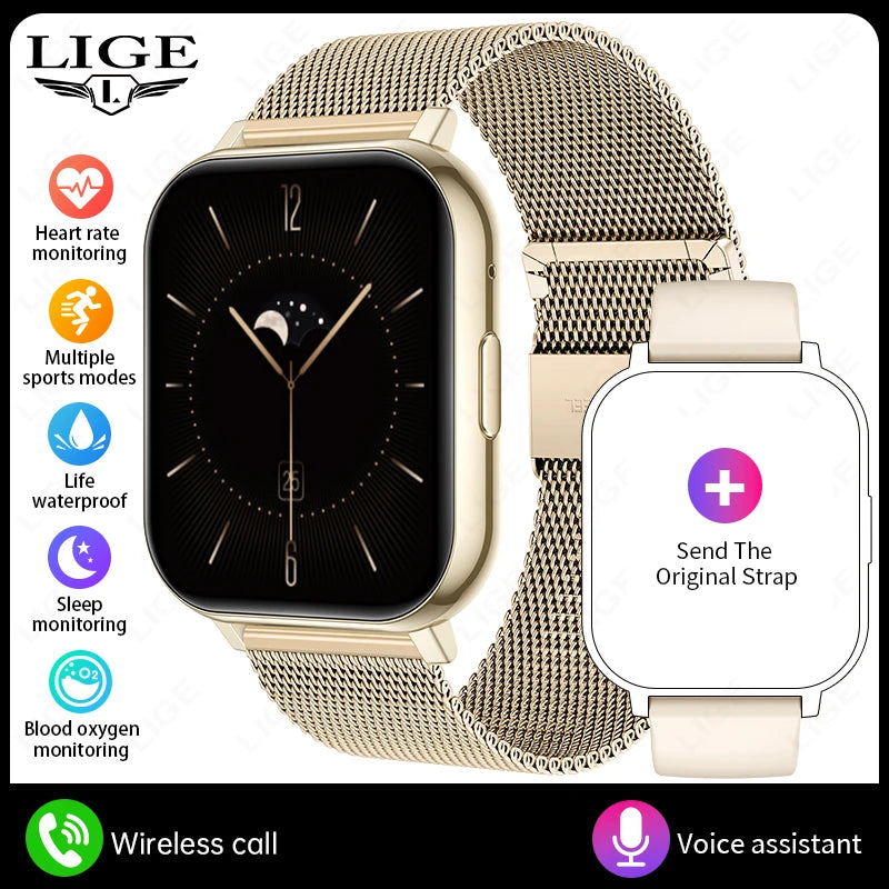 LIGE 2026 New Smart Watch Women Men Bluetooth Talking Blood Oxygen Heart Rate Monitoring Smart Watch For Women Men Holiday Gift