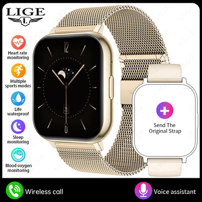 LIGE 2026 New Smart Watch Women Men Bluetooth Talking Blood Oxygen Heart Rate Monitoring Smart Watch For Women Men Holiday Gift