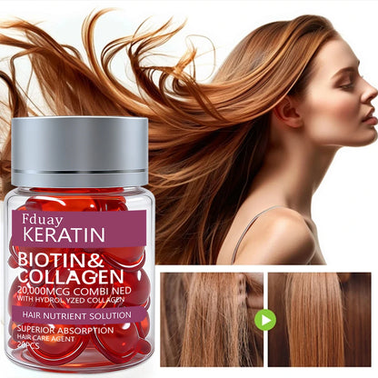Biotin and collagen hair care essence, containing jojoba seed oil, thick hair essential oil, softening, hair loss smoothing, hai