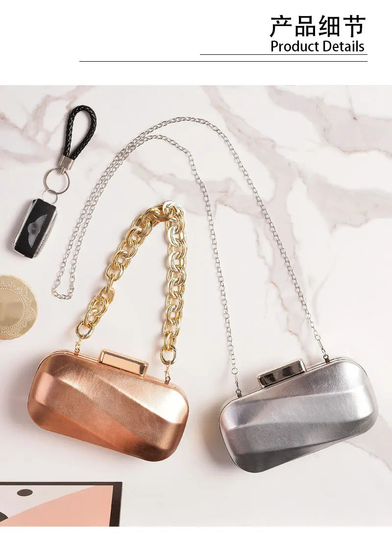 Golden Bag Ladies Oval Designer Luxury Handbags Irregular Dress Purse Fashion Buckle Party Women's Clutch Brand Cross Body Bag