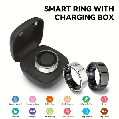 2026 Upgraded Smart Ring - Real-Time Health Monitoring, Steps, Distance, Exercise and Fitness, Sleep, Charging Case,Technological Fashion, Multiple Scenarios, Ideal Thanksgiving/Valentine'S Day/Christmas/New Year Gifts