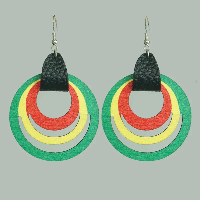New June Festival Black Liberation Day Earrings African Exaggerate Earrings with Multi Material Festival Atmosphere Earring Gift