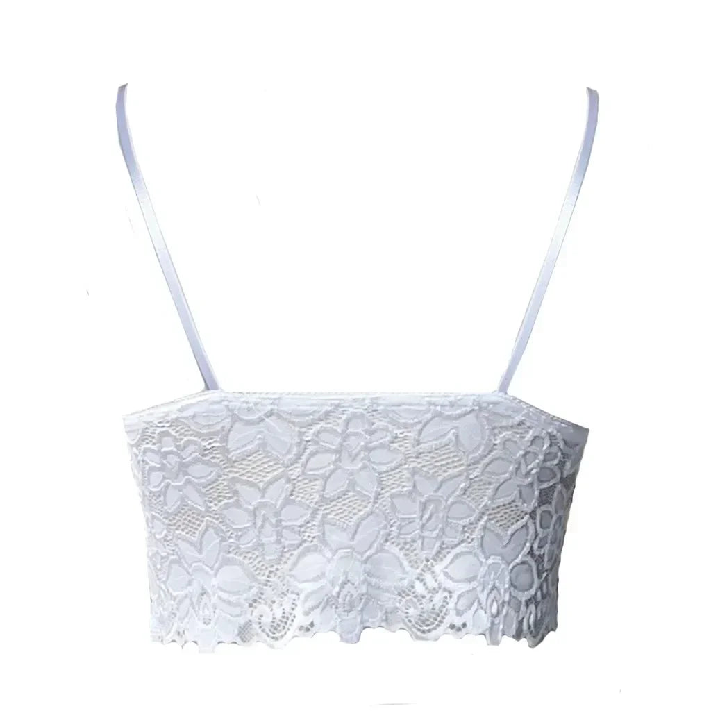 Floral Bralette Lace Bras Push Up for Women Sexy Lingerie Corset Camis Vest Underwear Wire Free Sheer Summer Crop Top Lingerie