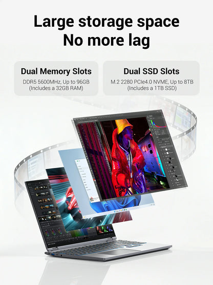Firebat Wujie 15X Pro - Amd Ryzen 7 H255, 32Gb Ddr5 Ram, 1Tb Pcie 4.0 M.2 Ssd, Wi‑Fi 6 + Bluetooth 5.2, 15.3" 2.5K 120Hz Display, Windows Gaming Laptop