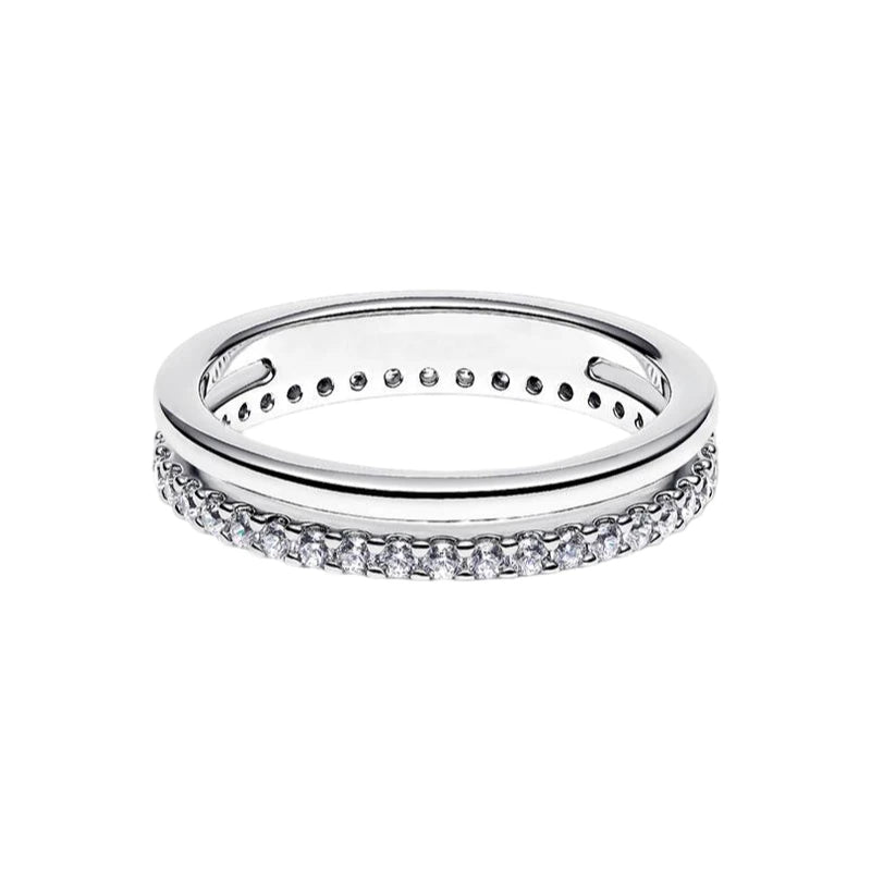 2026 New 925 Silver Sparkling Heart Princess Crown Heart-to-Heart Ring Fashion DIY Charm Jewelry Exquisite Gift