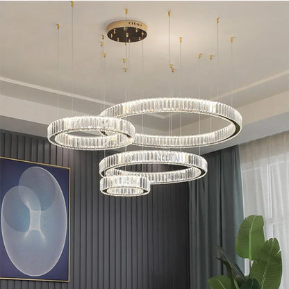 Modern Luxury Led Dimmable Pendant Lights Lustre Living Room Chandelier Lamp Fixtures Foyer Shiny Steel  Luminarias Light