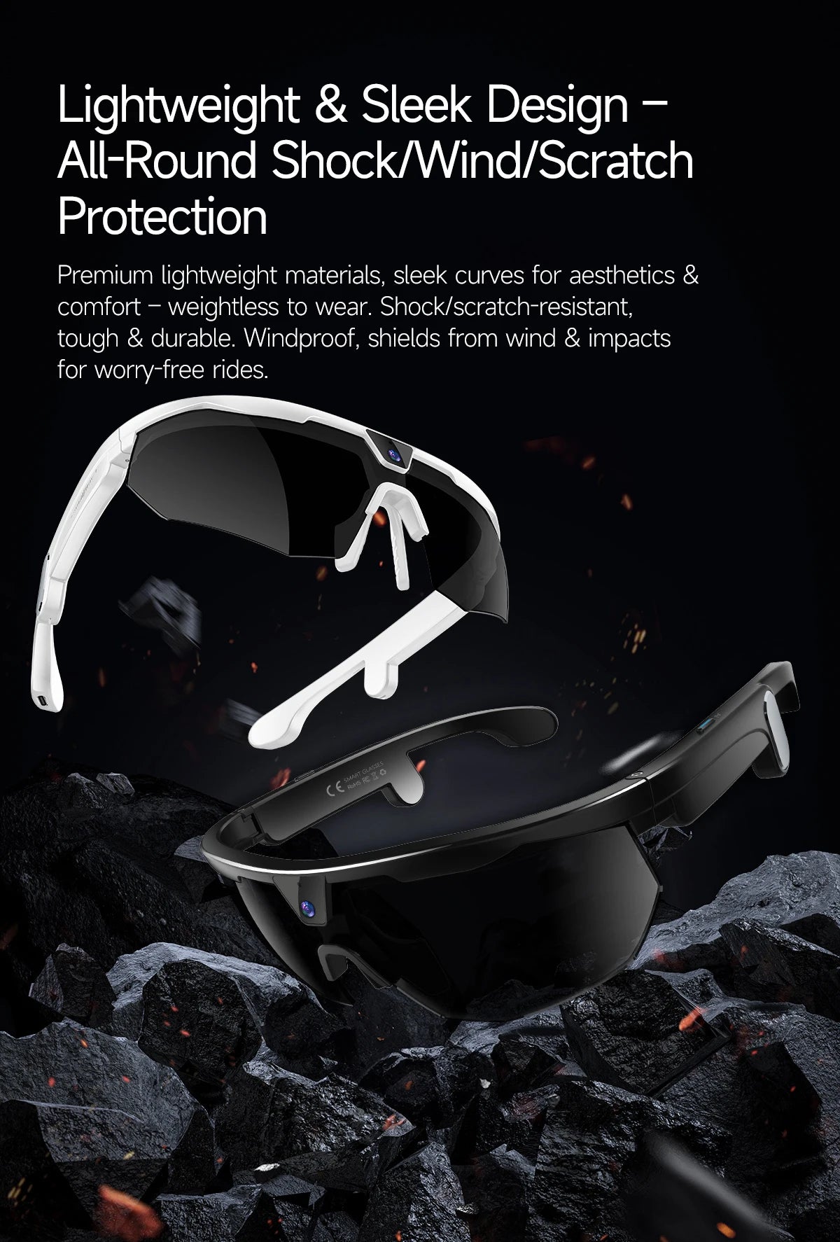 LIGE New Smart Glasses 800W Pixels Camera  1080P Video Waterproof Outdoor Cycling UV protection Bluetooth Call Smart Sunglasses