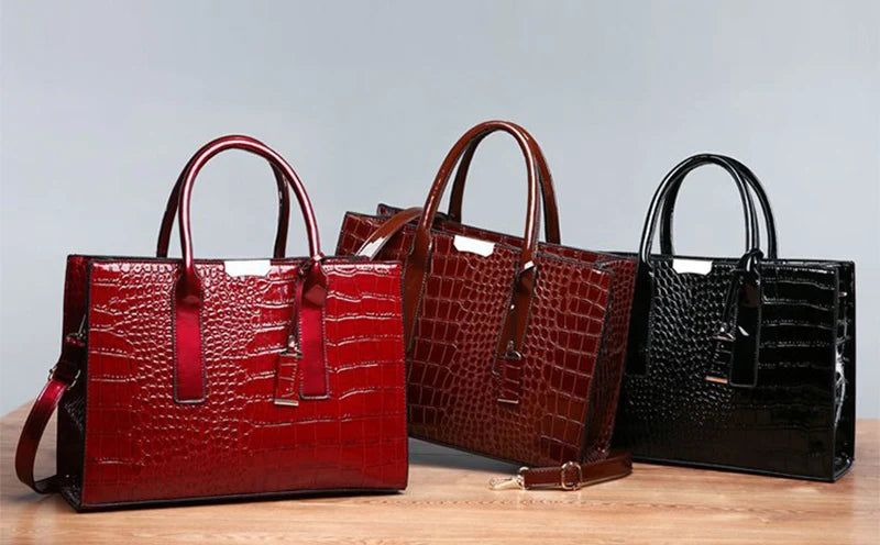 Patent Leather Women Messenger Bags Crocodile Female Crossbody Shoulder Hand Bags for Women High Quality Ladies Handbags