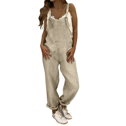 Women Plus Size Overalls Jumpsuits Casual Solid Loose Dungarees Romper Baggy Retro Fashion Trend Classic All-Match Jumpsuits