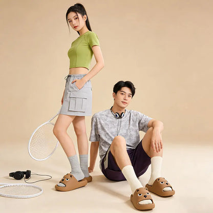 Summer Soft EVA Husky Slippers for Adults Indoor Outdoor Anti Slip Couple Shoes 2026 Men Thick Sole Summer Beach Slides Sandals