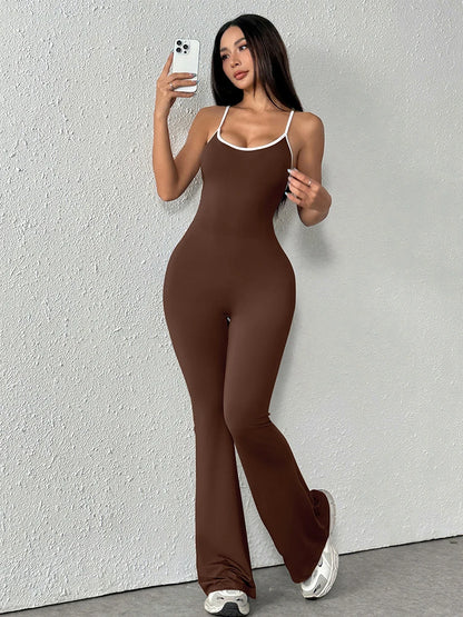 Women's Jumpsuits Streetwear Fashion Summer New Casual Slim Clothing Solid Sexy Sling Backless Elegant Female Jumpsuits Clothing
