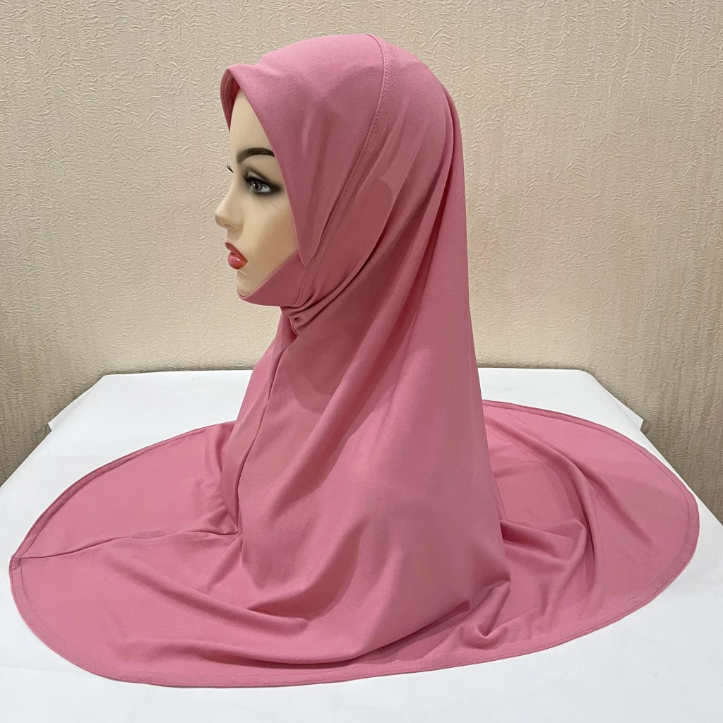 H124 Adults high quality big size muslim hijab scarf with chin part islamic headscarf hats armia pull on headwrap turban caps