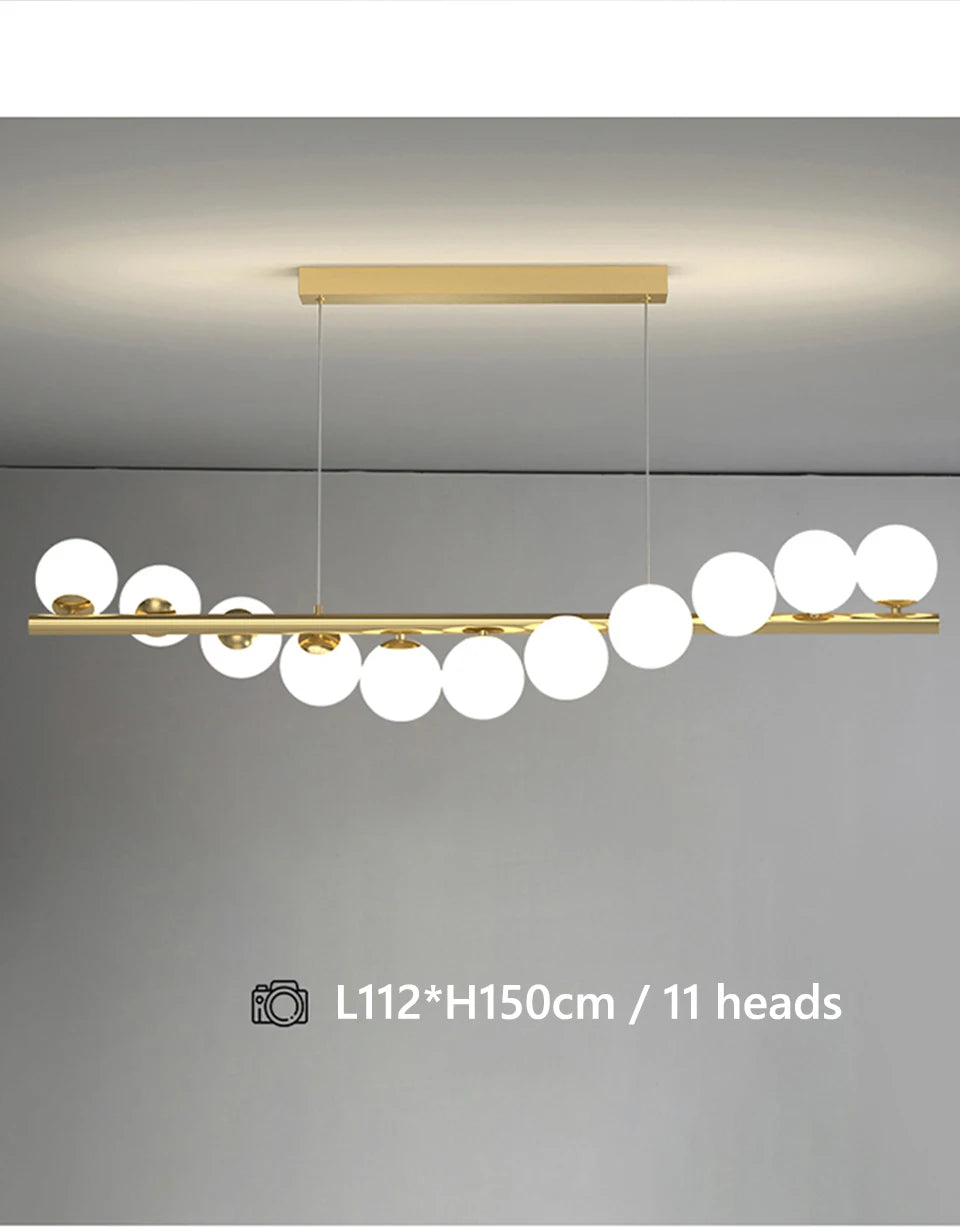 Line Glass Ball Pendant Lights Nordic LED Energy-Efficient Hanging Ceiling Lamp with Adjustable Cord for Dining Room Living Room