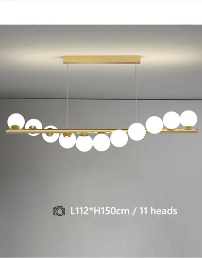 Line Glass Ball Pendant Lights Nordic LED Energy-Efficient Hanging Ceiling Lamp with Adjustable Cord for Dining Room Living Room