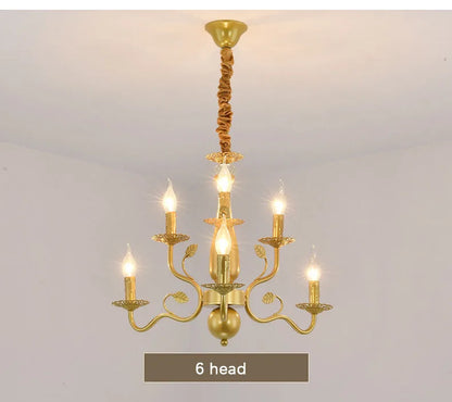 2022 modern black/gold wrought iron candle light retro Europe and America 6 12 16 lights chandelier dining room chandelier