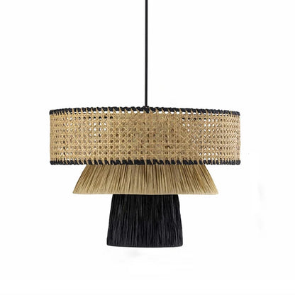 Golden Editions Designer Chandelier woven Rattan Straw Pendant Lights large Rattan lighting suspension wabi sabi Restaurant lamp
