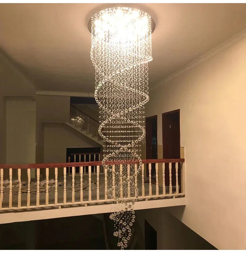 Spiral Crystal LED Ceiling Chandelier Light Bedroom Hall Living Room Suspension Lustre Corridor Staircase Hanging Lamp Fixture