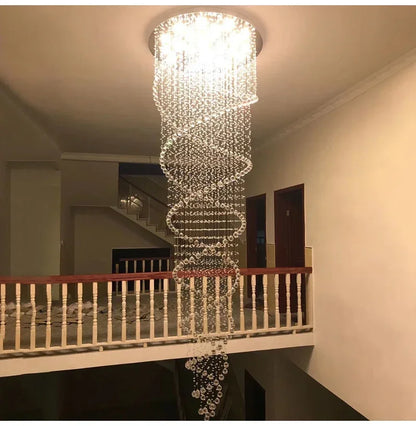 Spiral Crystal LED Ceiling Chandelier Light Bedroom Hall Living Room Suspension Lustre Corridor Staircase Hanging Lamp Fixture