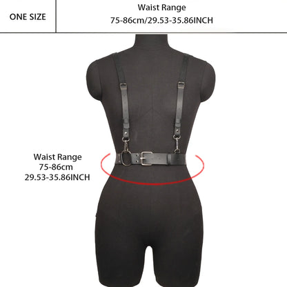 Women Fashion Leather Harness Waist Belt Studded & Buckle Decor Punk Harness Belt For Daily Life Gothic Clothing Accessories