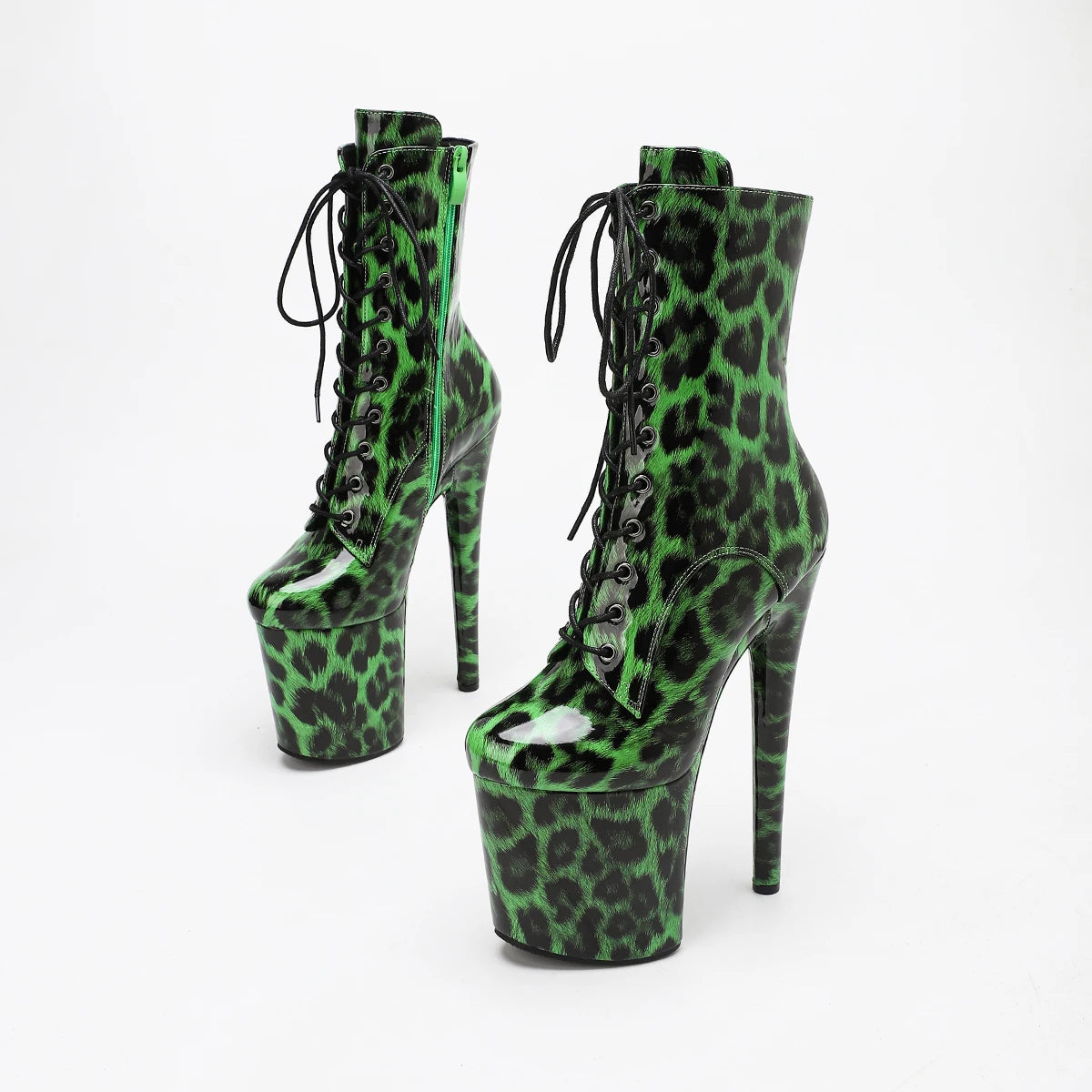 Stripper Heels 20CM/8Inches Supers Fashion Pole Dance Shoes For Nightclub Club Party Women Platform Leopard print Short Boots