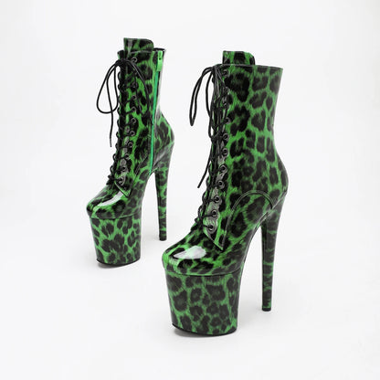 Stripper Heels 20CM/8Inches Supers Fashion Pole Dance Shoes For Nightclub Club Party Women Platform Leopard print Short Boots
