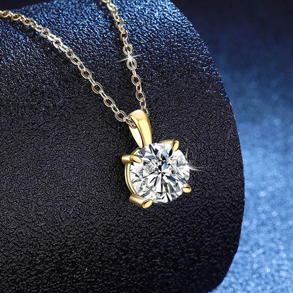 NeeTim 2ct 3ct Moissanite Necklace for Women Sterling Silver 925 with Yellow Rose White Gold Plated Engagement Pendant Necklace