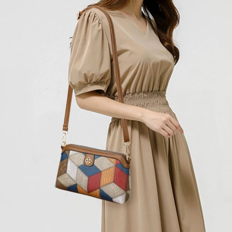 Neutral style backpack for men and women, cross-body bag, small-sized ethnic single shoulder bag, color combination