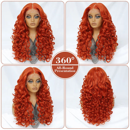 Latisha 13X6 HD 13X5X1 Synthetic Lace Front Wigs Curly Pre Plucked Lace Frontal Wig with Bangs for Women Highlight with Babyhair