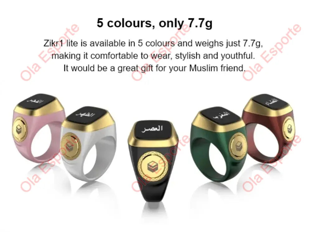 2026 Qibla Smart Zikr Ring Praise Tasbih Tally Electronic Digital Counter for Muslims 5Prayer Time Vibration Reminder Waterproof