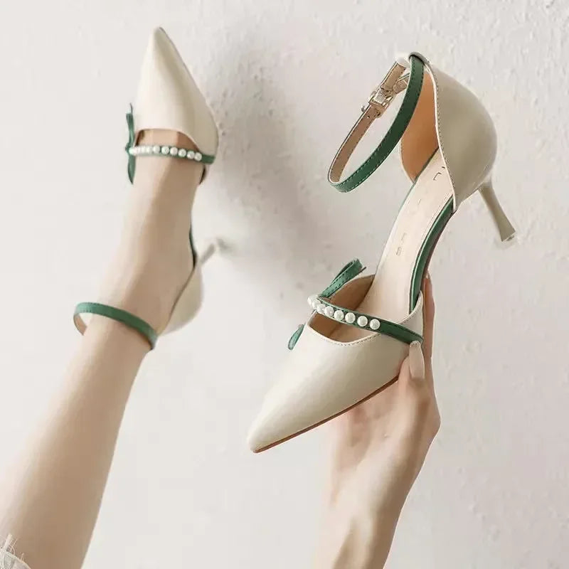 Marlisasa Women Fashion White High Heel Pumps Lady Casual High Quality Pu Leather Golden High Heel Shoes Female Pink Shoes F2435