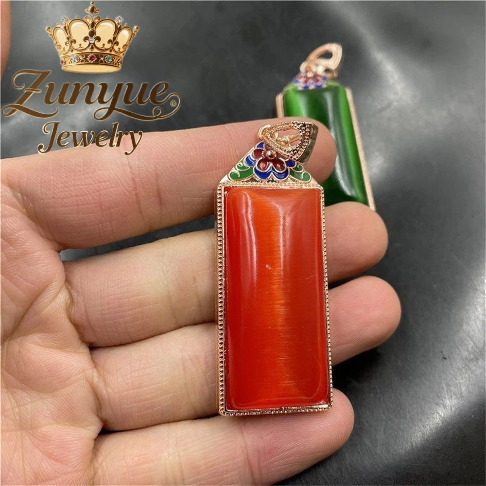 Natural Colorful Cat's Eye Stone Pendant Necklace Elegant Fashion Daily Wear Luxury Quality Fine Jewelry For Women Unisex Gift