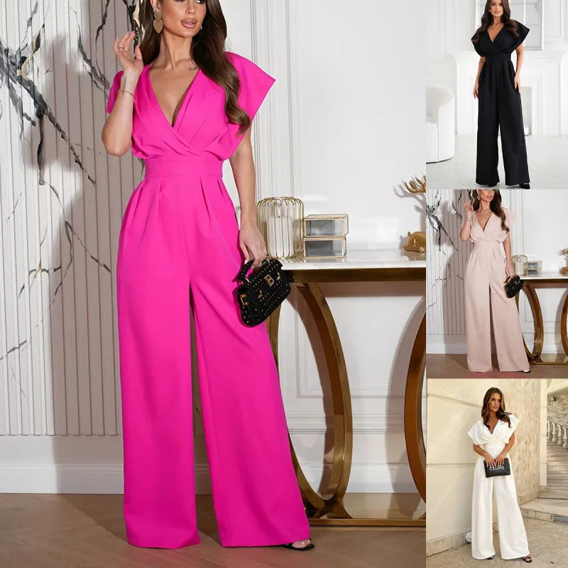 Jumpsuits Women 2026 Rompers New V-Neck Solid Color Sleeveless Cinched Waist Jumpsuit from Women's Clothing
