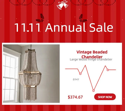 French Country white wood Bead Chandelier dining room bedroom princess Decorative chandelier 3/5 lights hanging light fixture