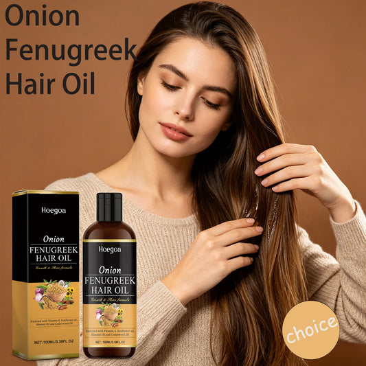 HOEGOA 100ml Onion Fenugreek Hair Oil Promote Hair Growth Prevent Hair Loss Nourish Scalp Mild Ingredients Fenugreek Hair Oil