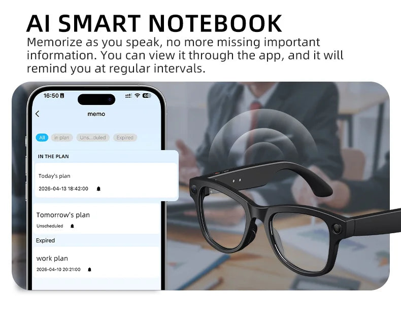 New AI Smart Glasses 13MP HD Camera 1200P Video  Multiple Languages Translation WiFi Sunglasses Bluetooth Call Music Men Women