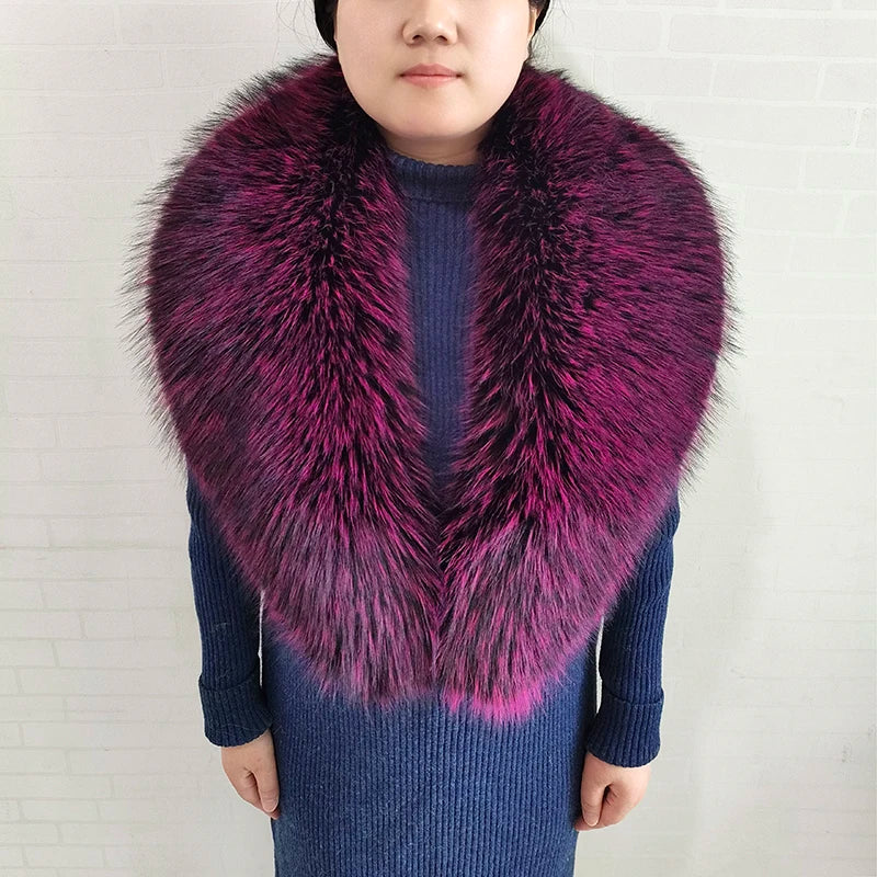 Large Women Faux Fox Fur Scarf Winter Jackets Warm Fluffy Shawl Fashion Artificial Fur Collar And Cuff Set Fluffy Scarves Female