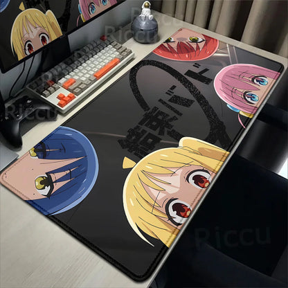 Anime HD Print Mouse Pad Bocchi The Rock Large Gaming Mousepad Rubber Computer Mouse Mat Gamer Locking Edge Accessories Non-slip