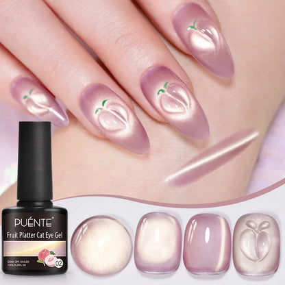 7.5ML Summer Fruit Series Cat Magnetic Gel Nail Polish Green Purple Pink Cat Eye Gel Soak Off UV Nail Art Varnish For Manicure