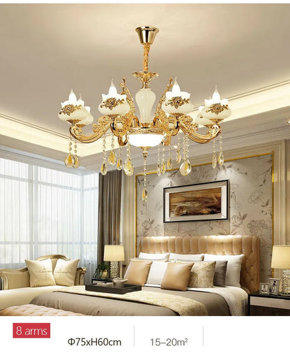 Nordic Luxury Gold Crystal LED Ceiling Chandelier LOFT Villa Lustre LED Pendant Lamp Living Room Hotel Hall Decor Hanging Lamps