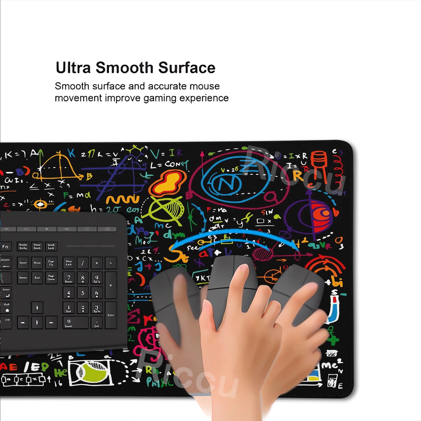 Black Mousepad E=mc2 Formula Science Mouse Pad Math Desk Pad Extended PC Keyboard Mats Large XXL Gamer Mousepad Desk accessories