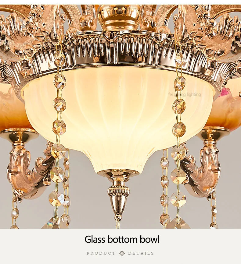 New Bedroom Chandelier  European Luxurious Atmospheric Lighting Fixture Home Living Room Dining Room Light Luxury Crystal Lamps