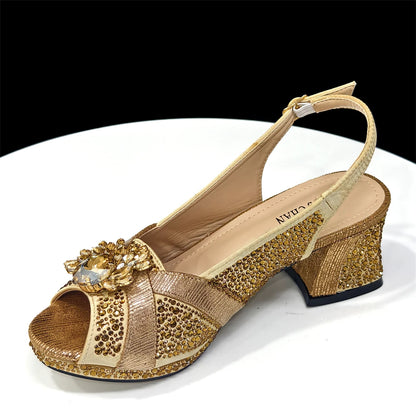 2025 Elegant Women's Peep-Toe Heels and Matching Wine Color Diamond Pumps Set - Stylish Italian Shoes and Bags for Parties