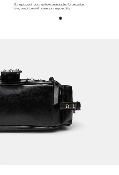 Women's Y2k Punk Vintage Shoulder Purse PU Leather Gothic Rivet Handbag Waist Bag Luxury Black Cross Body Bags with Spikes